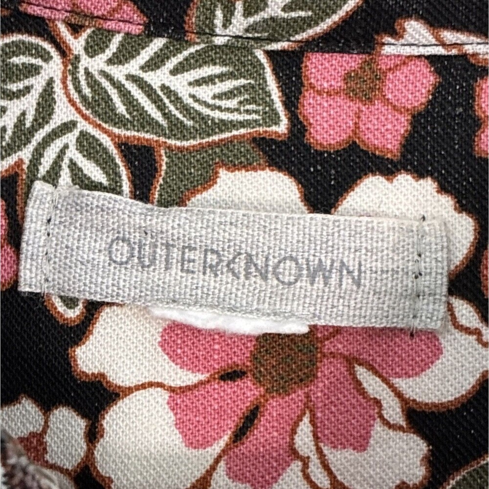 Outerknown Wander Linen & Cotton Romper Shorts Small Black Pink Floral Cottage - Picture 2 of 16